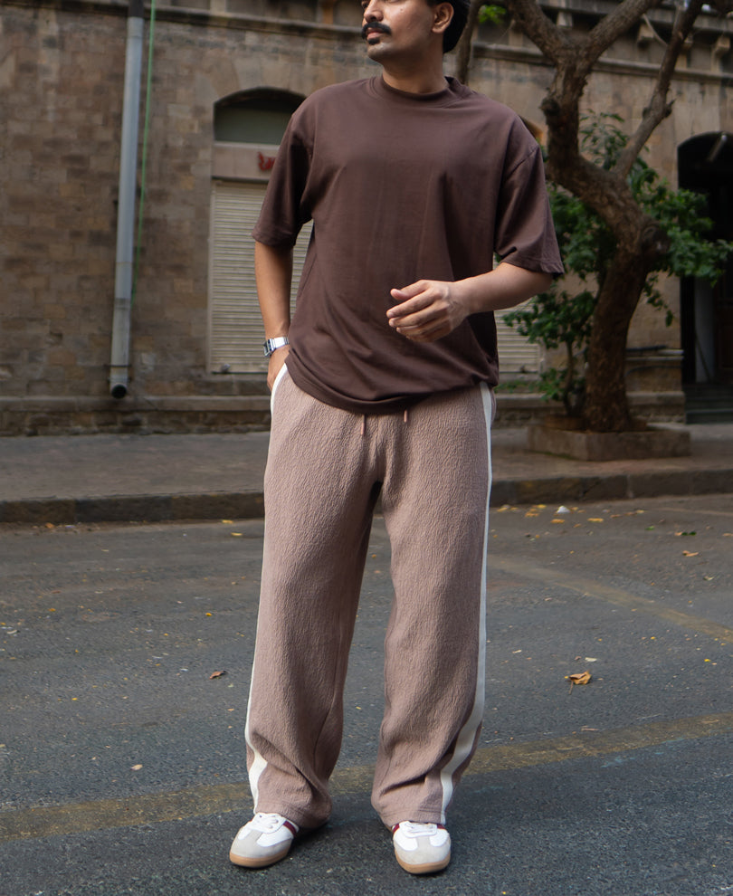 Dark Beige Knitted Baggy Fit Pant