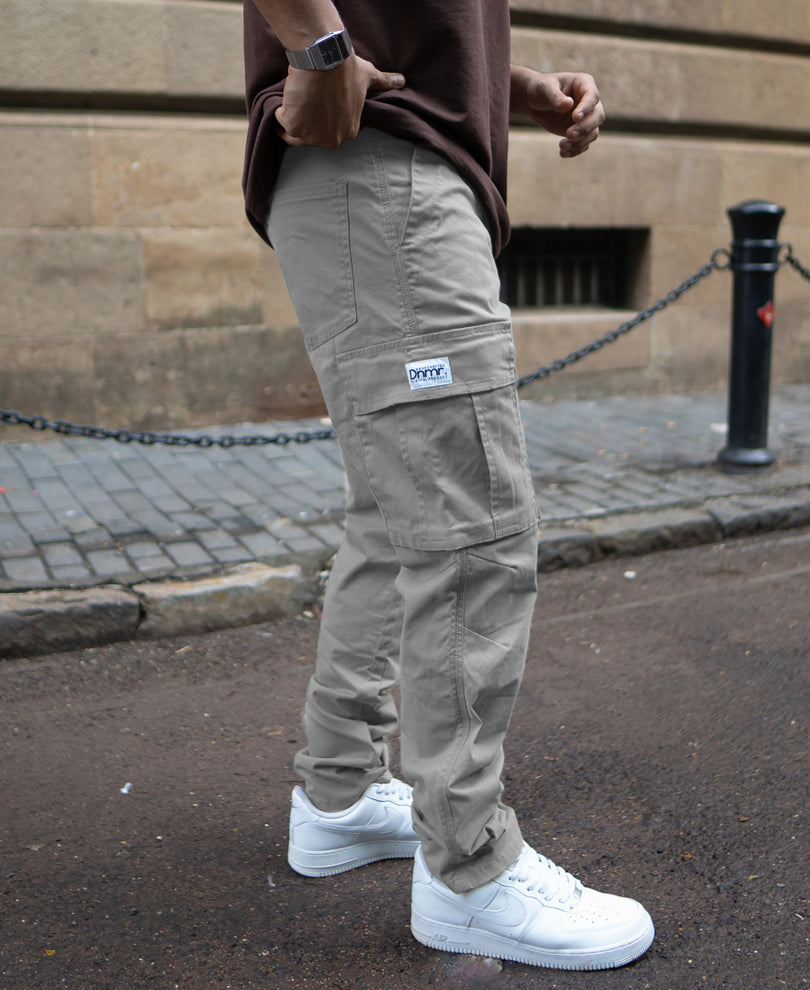 Grey Cotton Cargo Pants