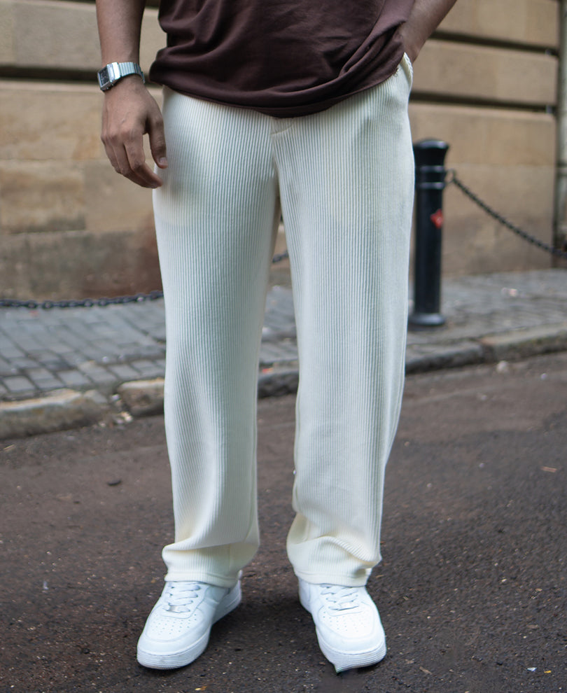 Cream Regular Fit Knitted Pant