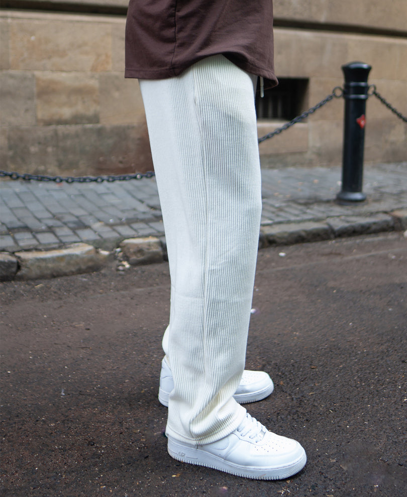 Cream Regular Fit Knitted Pant