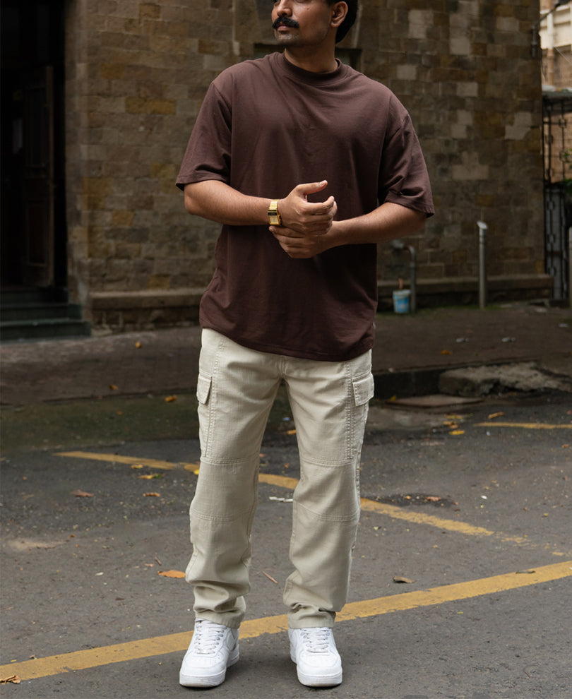 Light Beige Cotton Cargo Pant