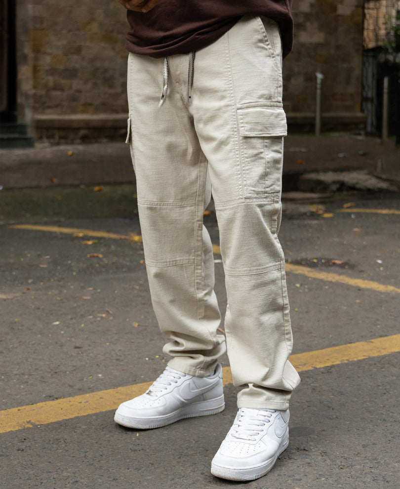 Light Beige Cotton Cargo Pant