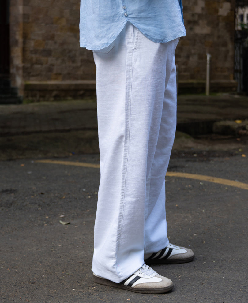White Cotton Baggy Trouser