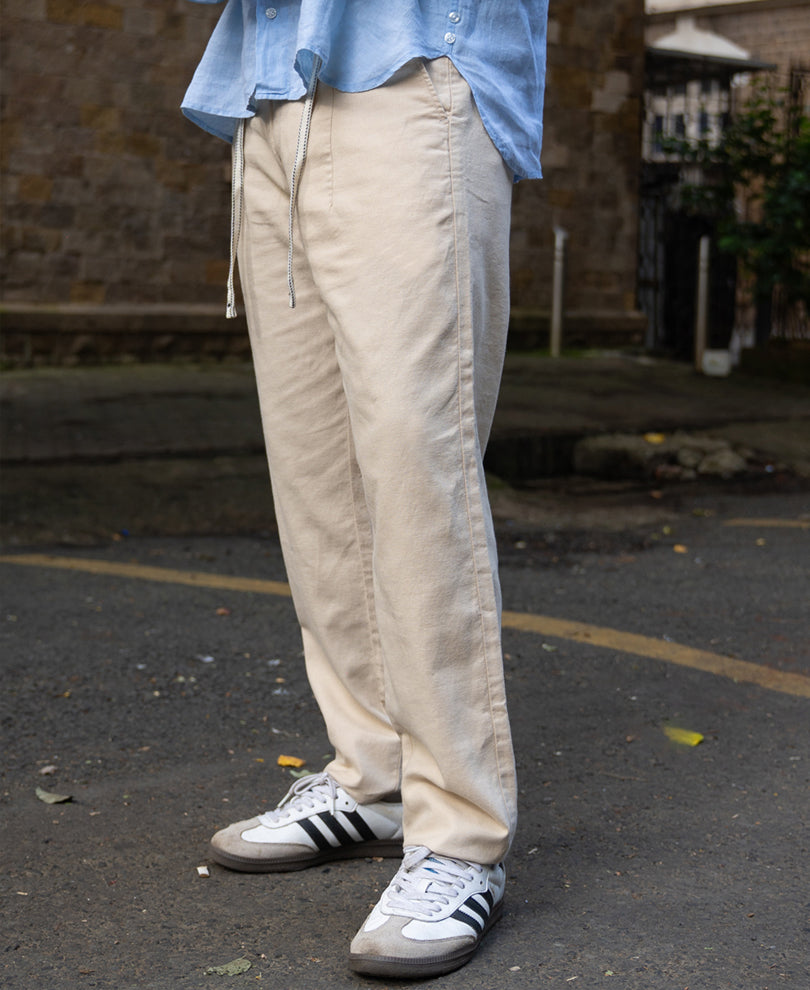 Light Beige Linen Trouser