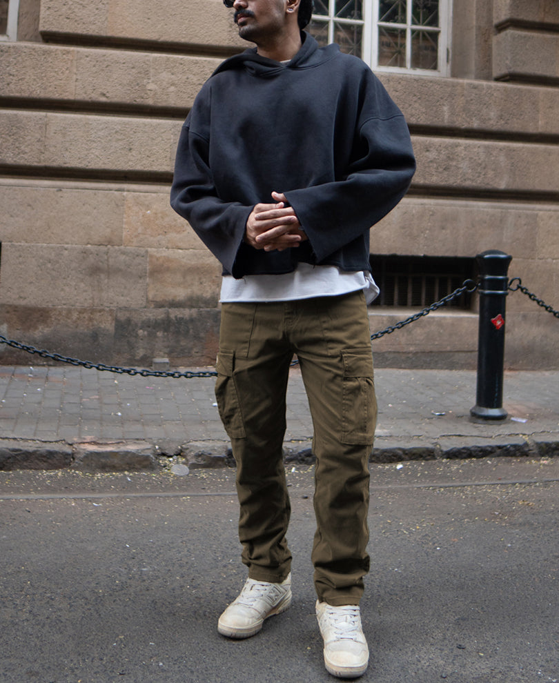 Olive Regular Fit Cotton Cargo Pant