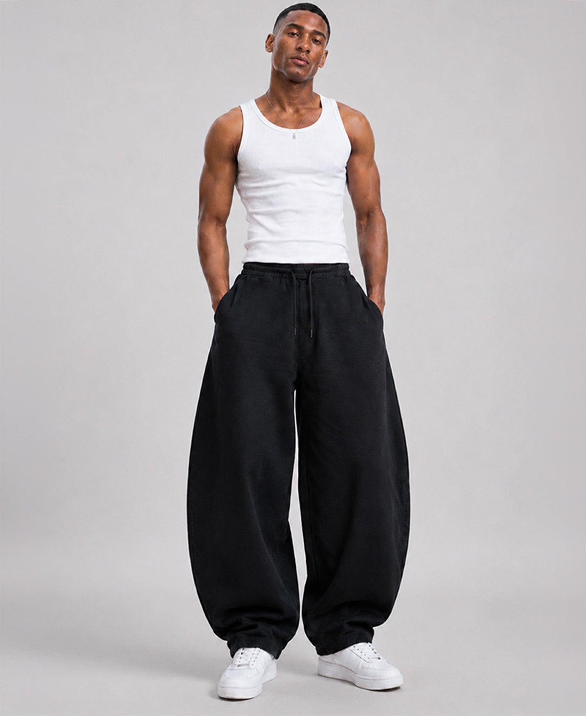 Black Barrel Fit Trackpants