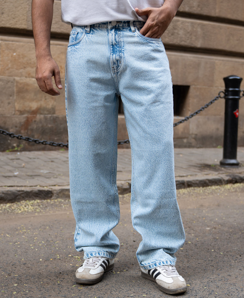 Light Blue Washed Baggy Jeans