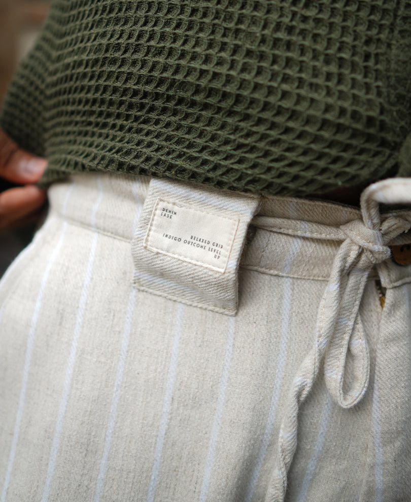 Off White and Beige Baggy Fit Pant