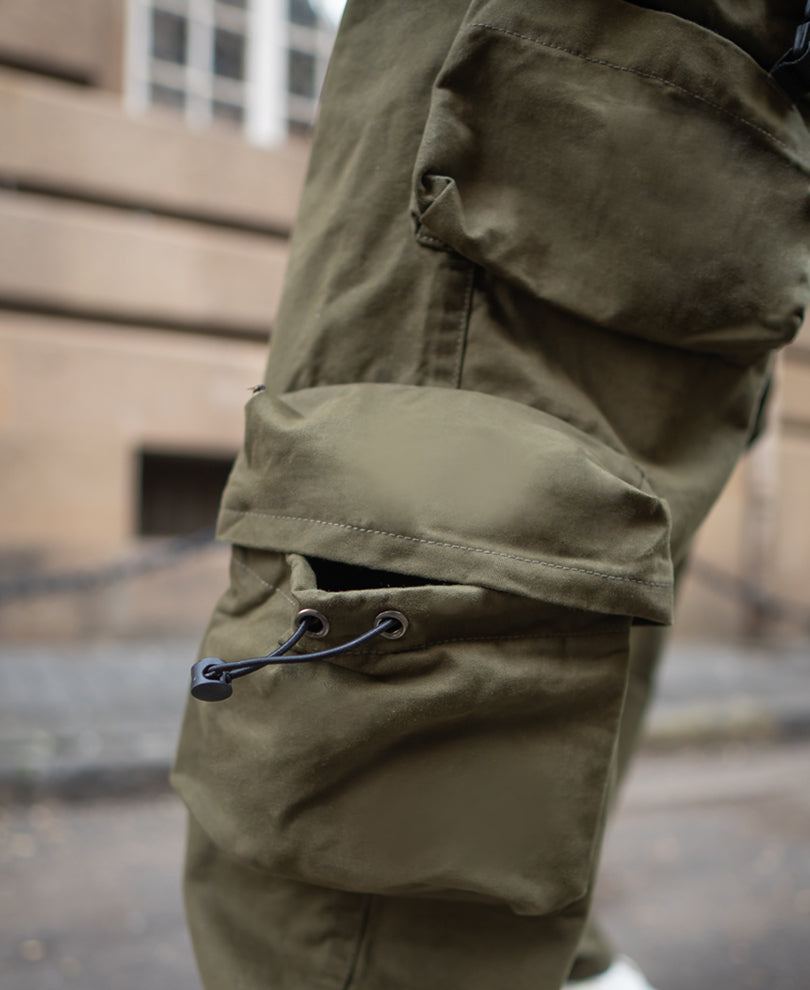 Olive Green Cotton Baggy Fit Cargo Pant