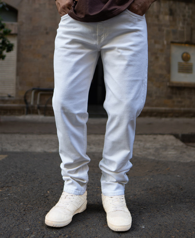 White Regular Fit Denim