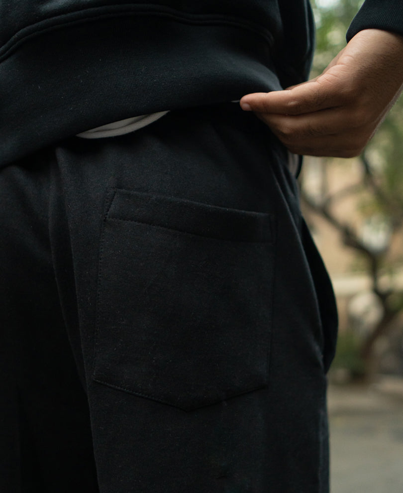 Black Printed Baggy Trackpant