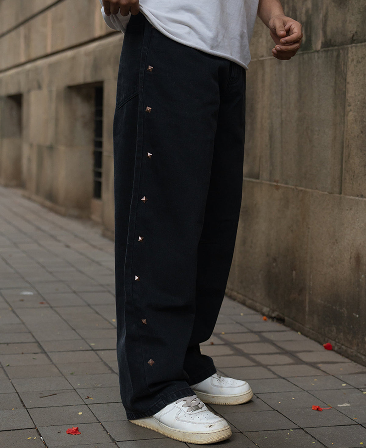 Black Studded Baggy Jeans