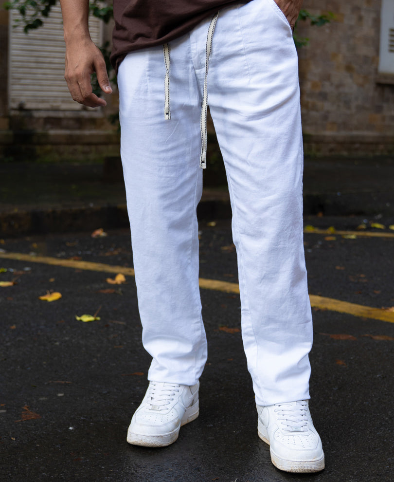 White Linen Pleated Trouser