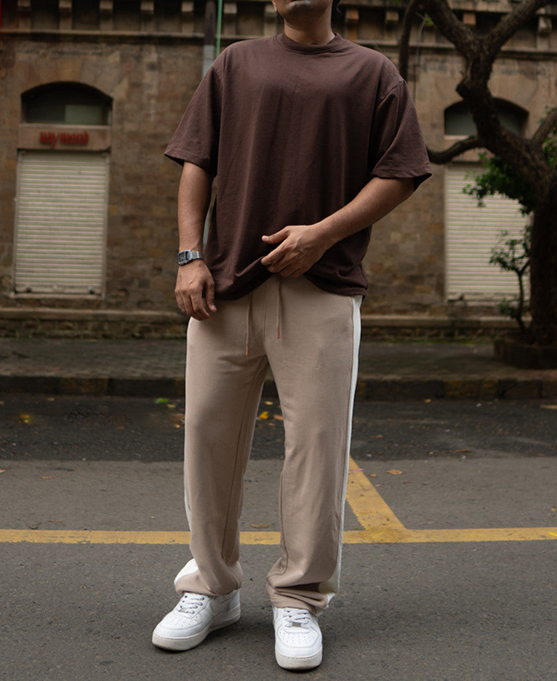 Light Beige Baggy Fit Track Pant