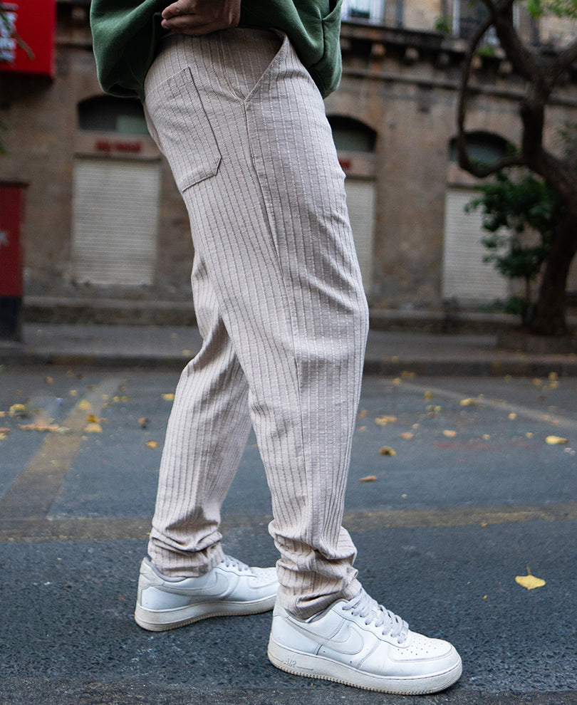 Beige Rib Knit Pant