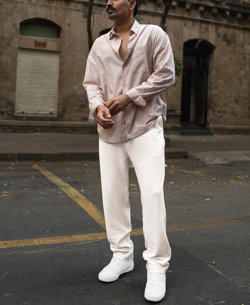 Cream Structured Trackpant
