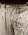 Cream Striped Linen Trouser