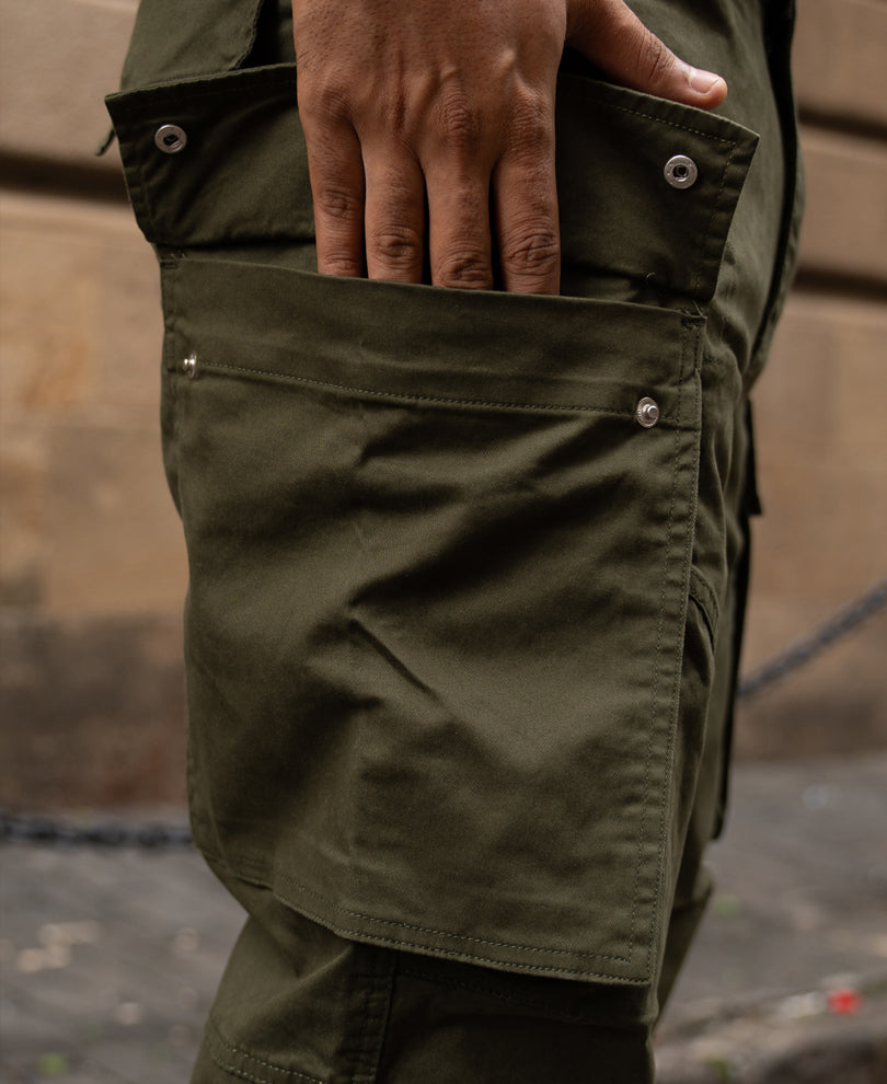 Olive Cotton Cargo Trouser