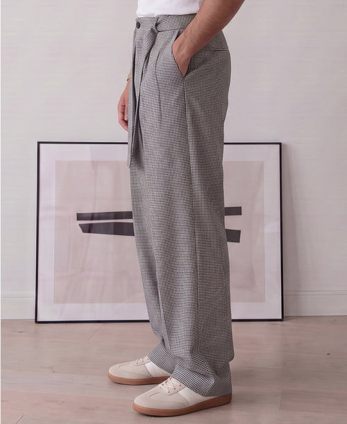 Black And White Micro Checks Trousers