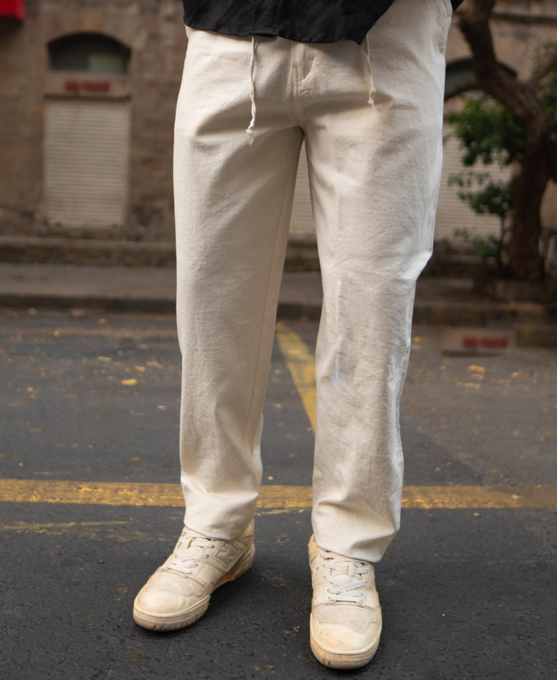 Cream Cotton Trousers