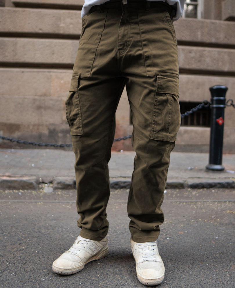 Olive Regular Fit Cotton Cargo Pant