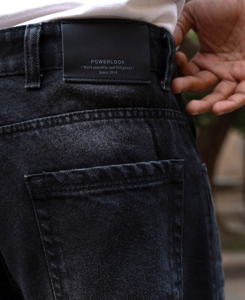 Black Washed Cargo Jeans