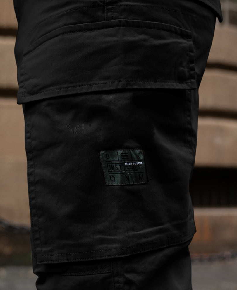 Black Cotton Cargo Trouser