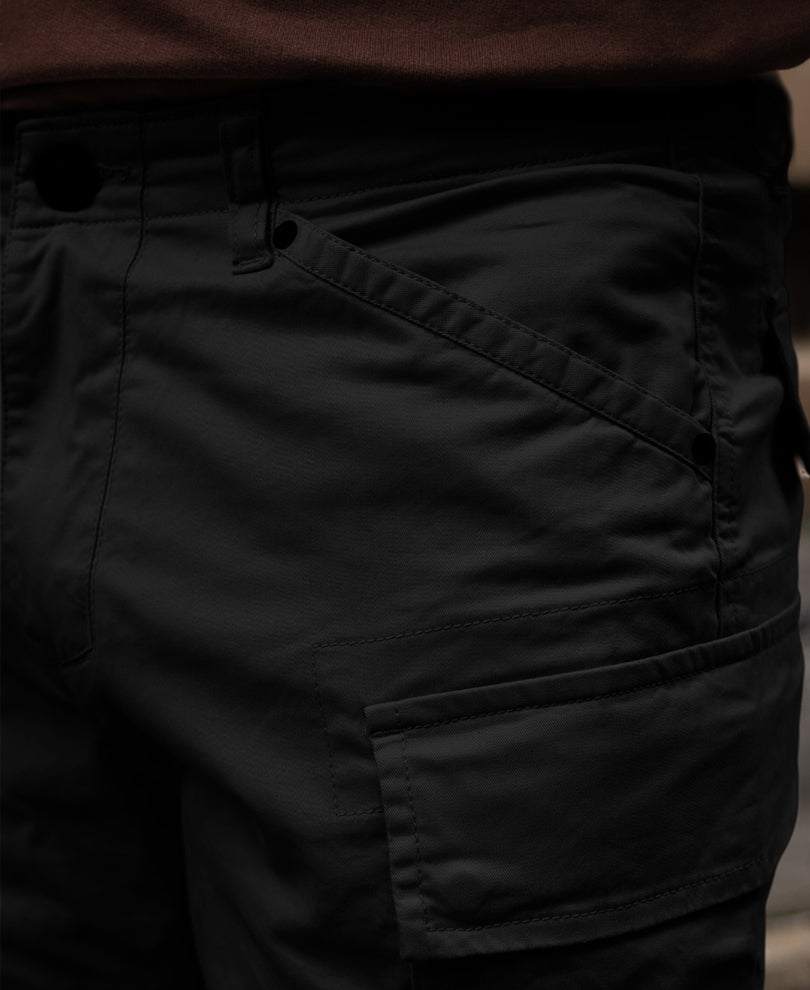 Black Cotton Cargo Trouser