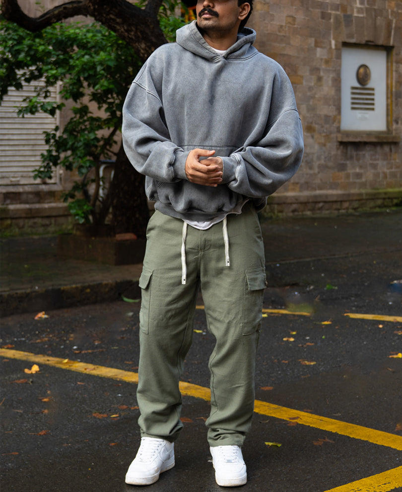 Olive Structured Linen Blend Trouser