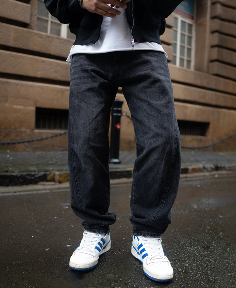 Black Carbon Wash Baggy Fit Denim Jeans