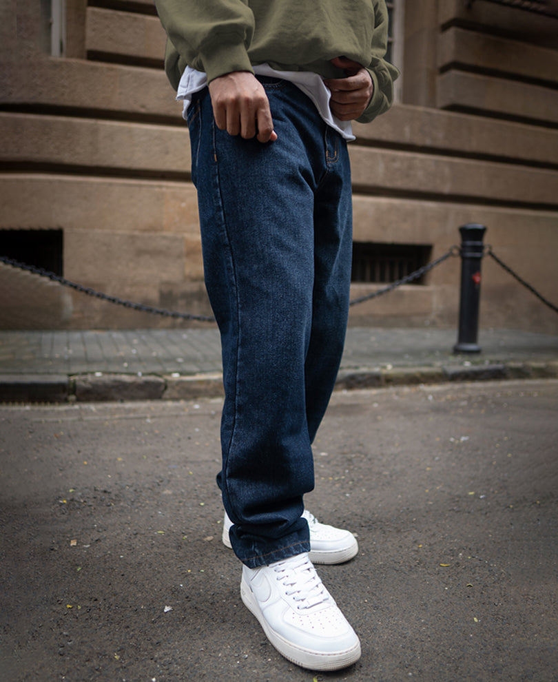 Dark Blue Baggy Fit Denim Jeans
