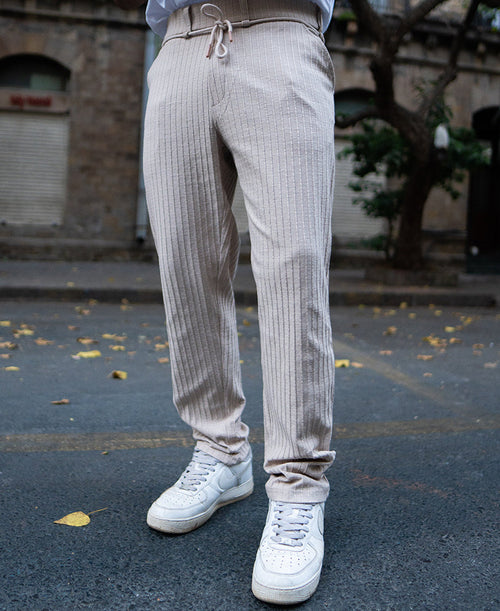 Beige Rib Knit Pant